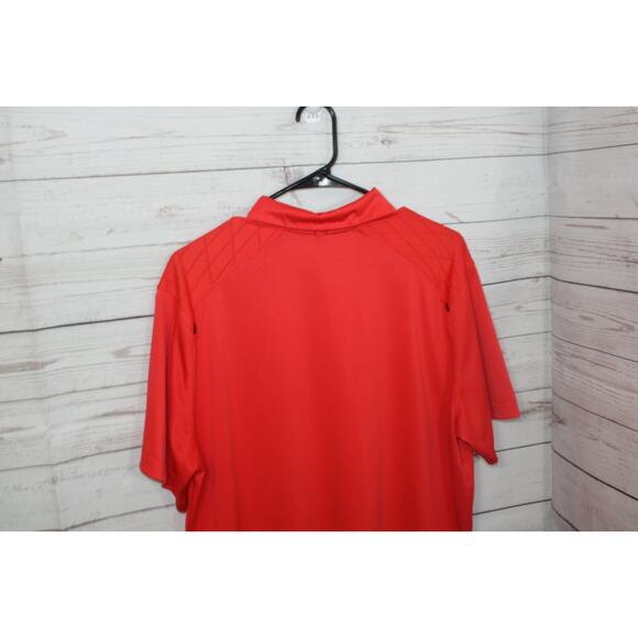 NIKE Men's Large Dri Fit Golf Polo Shirt, Red, Polyester, Collared, 3-Button - Picture 8 of 9